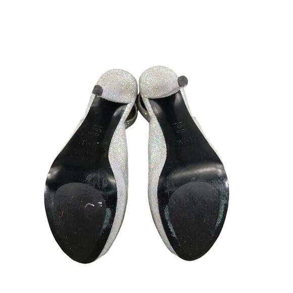Stuart Weitzman Shoes Women 10 Pump Slingback Platform Peep Toe Galactic Glitter - Picture 12 of 15